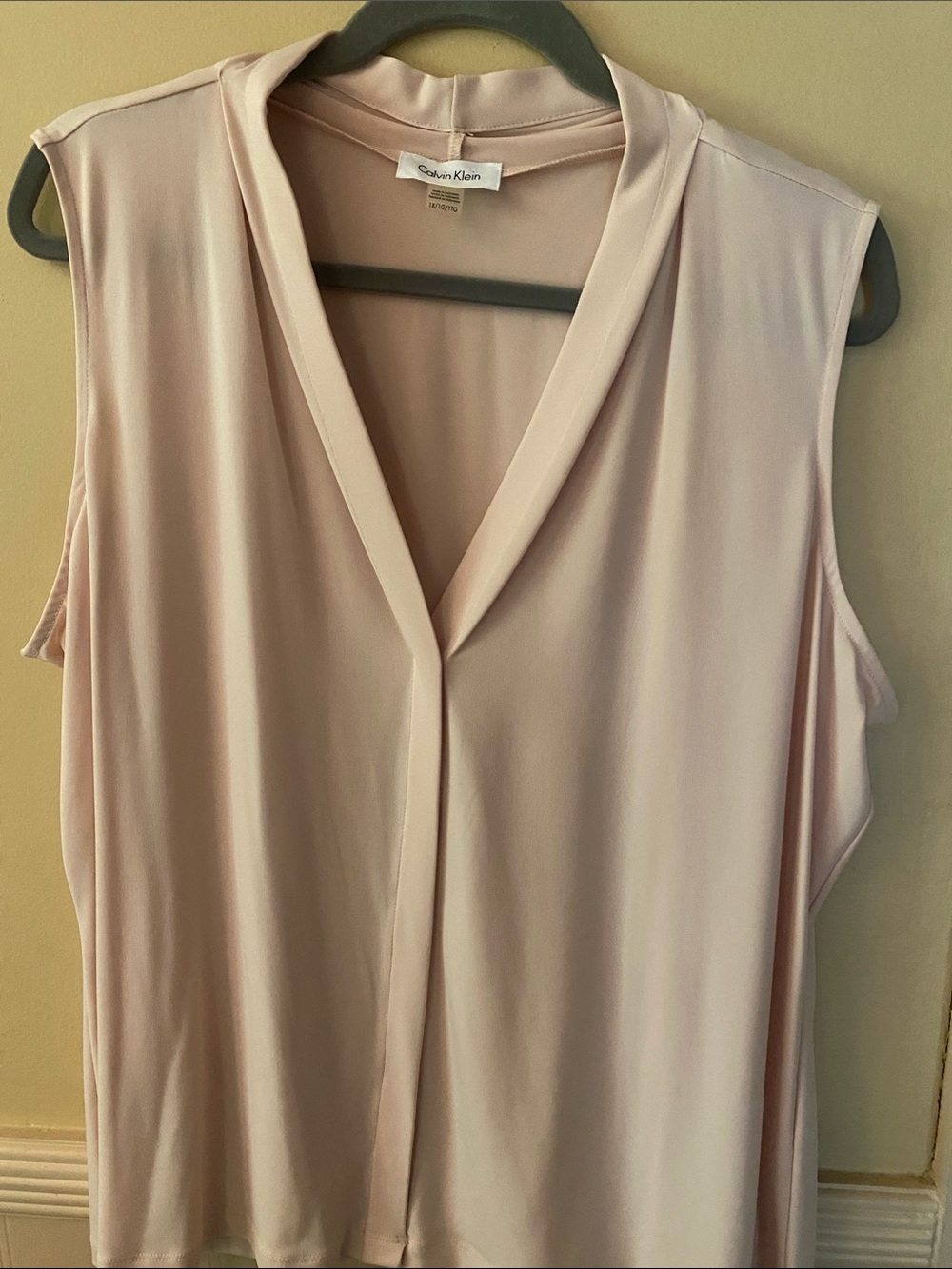 Calvin Klein Soft Blush Sleeveless V-Neck Blouse